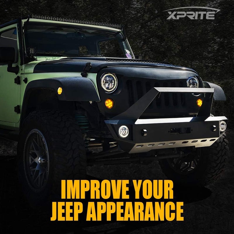Xprite Smoked Lens Turn Signal & Side Marker Lights Kits Compatible with 2007-2018 Jeep Wrangler JK JKU Unlimited, JK LED Blinker, Amber - Image 5