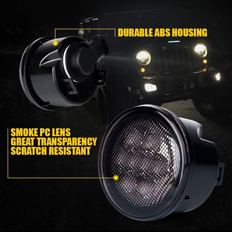 Xprite Smoked Lens Turn Signal & Side Marker Lights Kits Compatible with 2007-2018 Jeep Wrangler JK JKU Unlimited, JK LED Blinker, Amber - Image 3