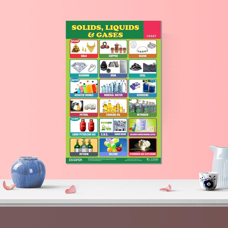 ESCAPER Solid, Liquid & Gases Educational Charts for Kids, Charts for Kids Learning (11.5 x 17.5 inches), Kids Study Material, Kids Learning Books, Educational Posters - Image 5