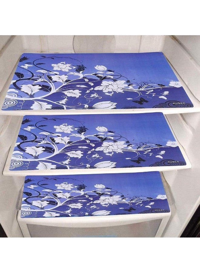 Kuber Industries Fridge Combo Set | 1 Piece Fridge Top Cover - 3 Piece Fridge Mats - 2 Piece Fridge Handle Cover Combo Set | Refrigerator Combo Set | Flower-Print | 6 Piece Set | Purple - Image 3