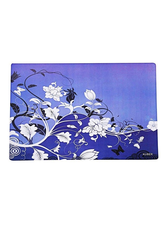 Kuber Industries Fridge Combo Set | 1 Piece Fridge Top Cover - 3 Piece Fridge Mats - 2 Piece Fridge Handle Cover Combo Set | Refrigerator Combo Set | Flower-Print | 6 Piece Set | Purple - Image 5