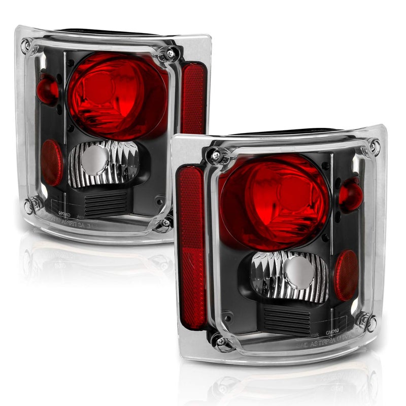 AmeriLite Black Housing Replacement Tail Lights Assembly Set For 1973-1991 Chevy GMC Full Size 1500 2500 3500 Pickup - Passenger and Driver Side - Image 3