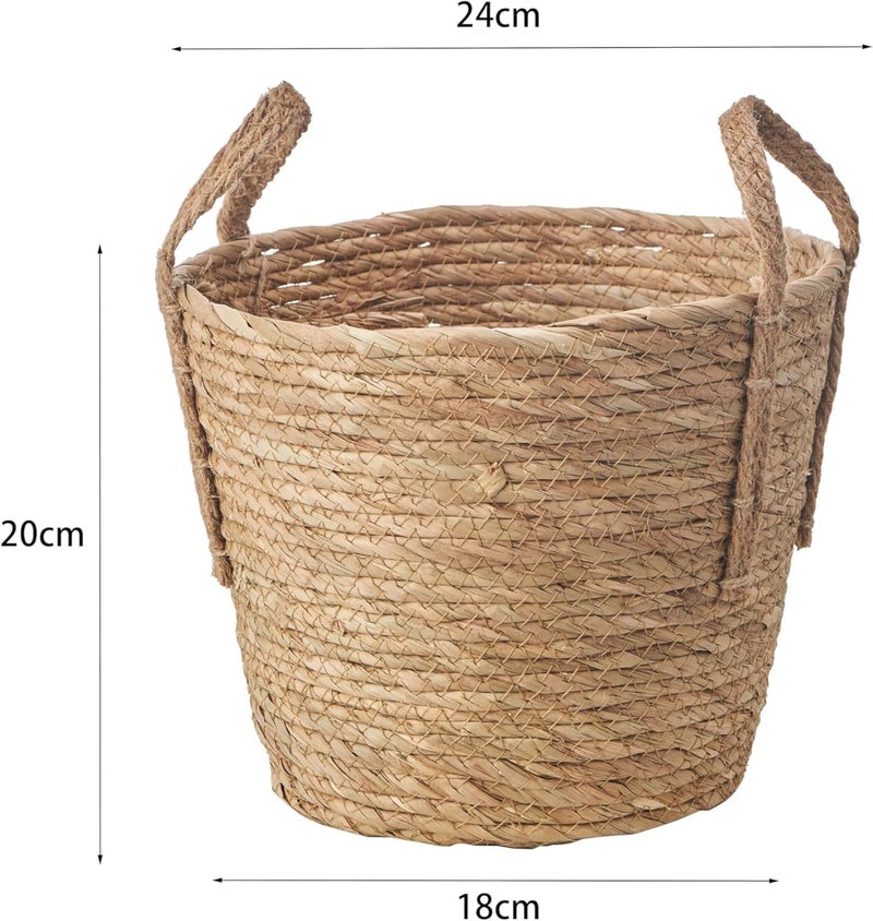 TERRIFI Natural Straw Woven Storage Basket with Handles | Storage Organizer for Home Decor | Rustic Wicker Basket for Blankets, Plants, Toys, Laundry Lightweight Durable Small Size - Image 2