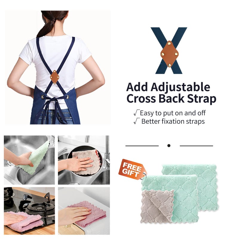 ZOMAO Cotton Canvas Cross Back Apron for Men and Women Chef Apron With Adjustable Strap and Large Pockets Kitchen Cooking Baking Bib Heavy Duty Work Apron - Image 5