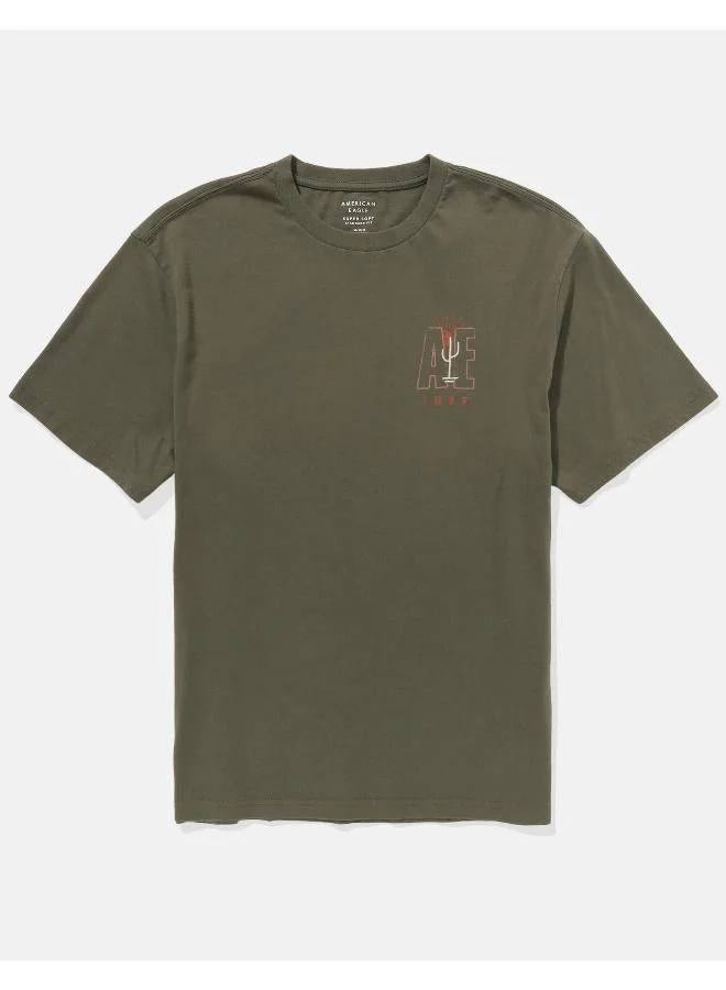 American Eagle Embroidered Crew Neck Graphic T-Shirt