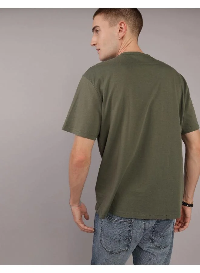 American Eagle Embroidered Crew Neck Graphic T-Shirt