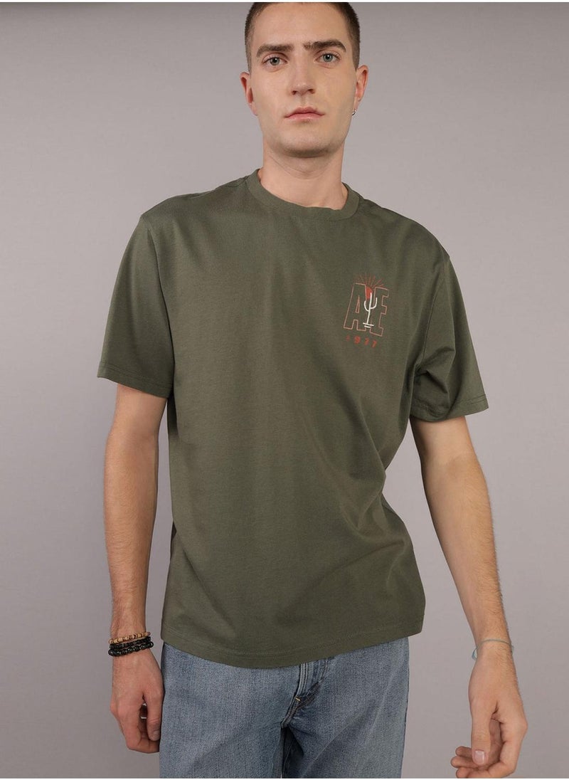 American Eagle - Embroidered Crew Neck Graphic T-Shirt - Image 1