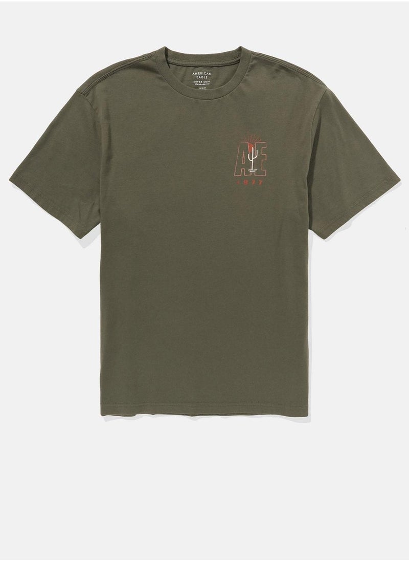 American Eagle - Embroidered Crew Neck Graphic T-Shirt - Image 1
