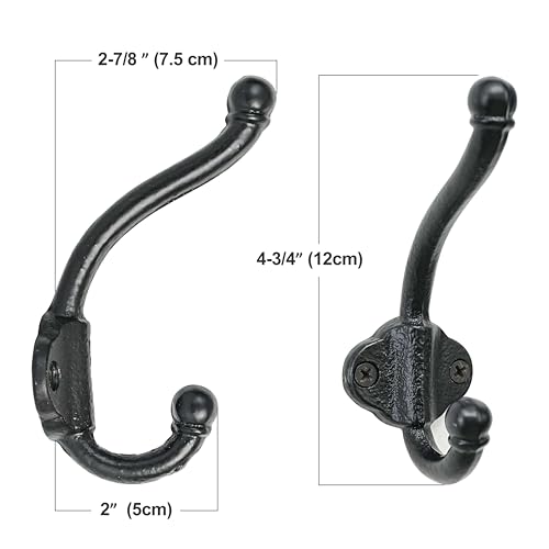 Dseap Cast Iron Wall Hooks L5 Heavy Duty Coat Hooks Rustic Vintage Farmhouse Hook for Hanging Winter Coats Jackets Towels Hats Bags Plants Antique Black Gold Pack of 10 VintageBold - Image 3