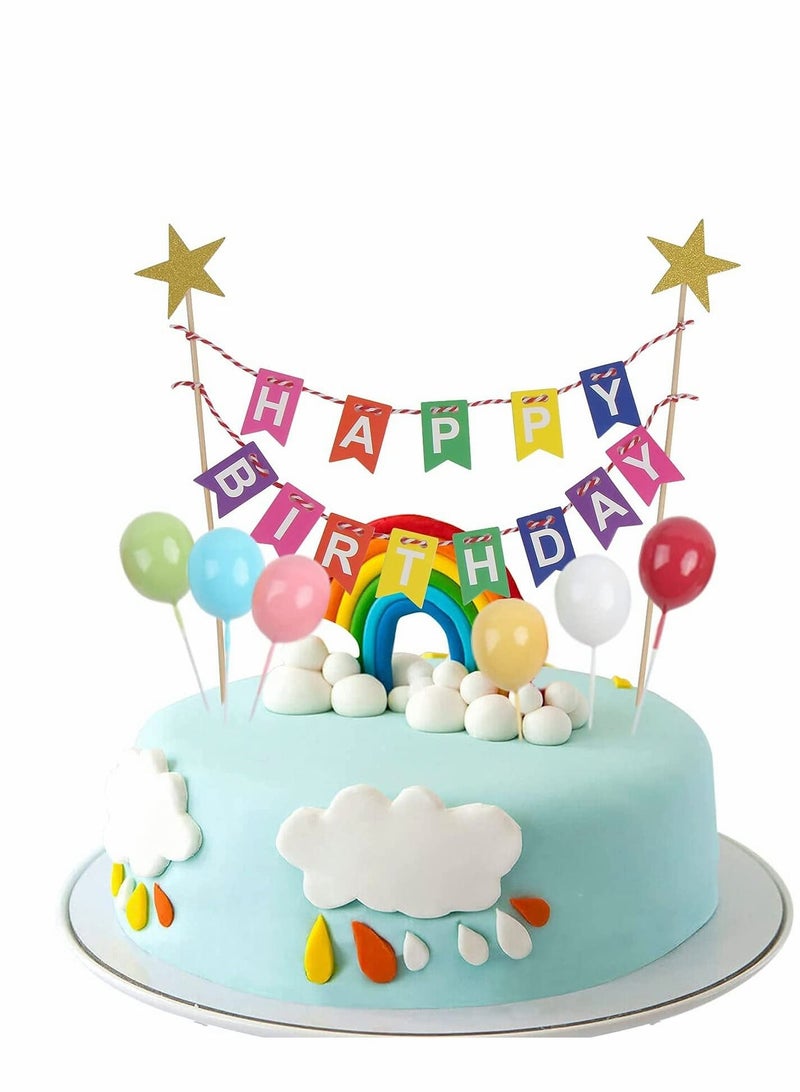 KASTWAVE Cake Topper Kit, Balloon Cake Topper Kids Cake Decoration for Birthday Baby Showr Party, Mix Color Star Cake Toppers for Kids Cake Decorations Baby Shower Birthday Party Supplies - Image 1