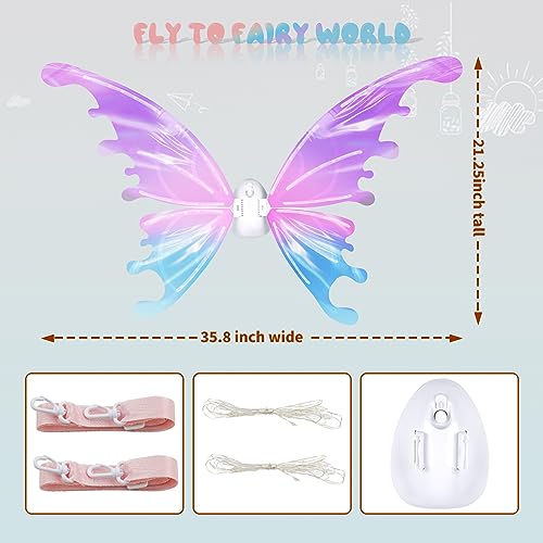 Maysida Electric Fairy Wings For Girls,Light Up Moving Butterfly Wings With Led Lights & Music,Toy For Kids As Halloween Valentine Birthday Christmas Party Costume Princess Cosplay-Plastic,Multicolor - Image 5