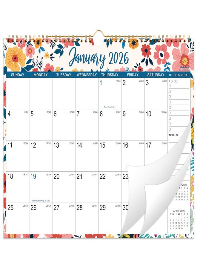 MaaIbok 2026 Wall Calendar - Jan 2026 - Dec 2026, 12 Months Hanging Monthly Calendar 2026, 14.8" x 11.57", Twin-Wire Binding, Julian Dates, Large Block, Notes, To-do List, Thick Paper, Perfect for Organizing - Image 1