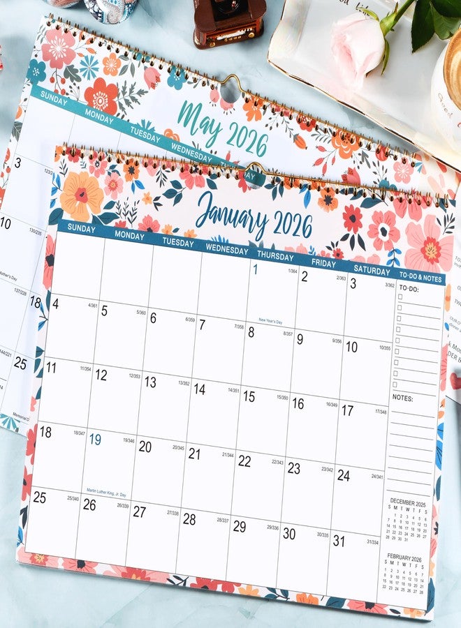 MaaIbok 2026 Wall Calendar - Jan 2026 - Dec 2026, 12 Months Hanging Monthly Calendar 2026, 14.8" x 11.57", Twin-Wire Binding, Julian Dates, Large Block, Notes, To-do List, Thick Paper, Perfect for Organizing - Image 2