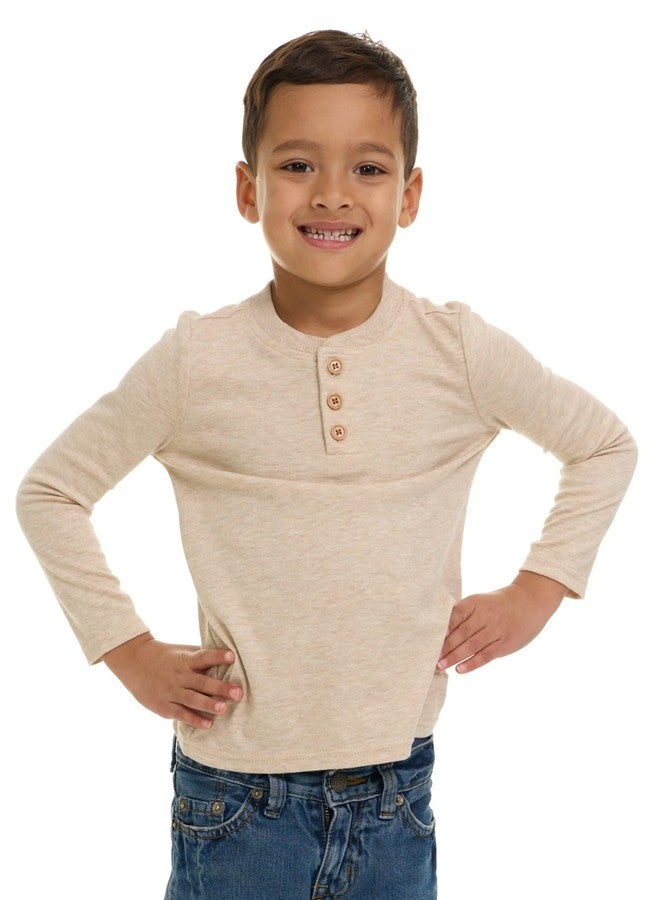 Cudlie 5-Pack Baby/Toddler Boy Long Sleeve Shirt - Basic Tshirt Tops, Light Undershirt - Solid & Striped Tees for Boys, Oil Green, Eucalyptus, Rust, Oatmeal Heather, Blue Stripe, 2 Years - Image 3