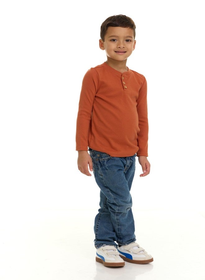 Cudlie 5-Pack Baby/Toddler Boy Long Sleeve Shirt - Basic Tshirt Tops, Light Undershirt - Solid & Striped Tees for Boys, Oil Green, Eucalyptus, Rust, Oatmeal Heather, Blue Stripe, 2 Years - Image 5