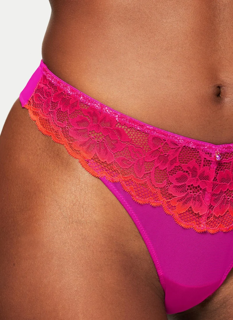 Ann Summers Ann Summers Sexy Lace Planet Ombre Thong Bright Pink
