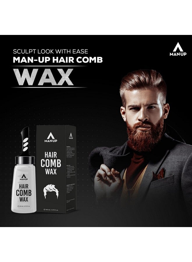 Man-Up Hair Comb Wax | 2-In-1 Men Hair Styling Gel With Comb | Strong Hold Wet Look | Long Lasting | Styling Moisturizing - 140Ml - Image 2