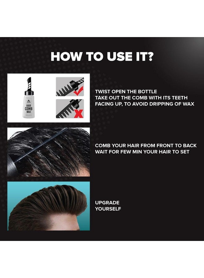 Man-Up Hair Comb Wax | 2-In-1 Men Hair Styling Gel With Comb | Strong Hold Wet Look | Long Lasting | Styling Moisturizing - 140Ml - Image 5