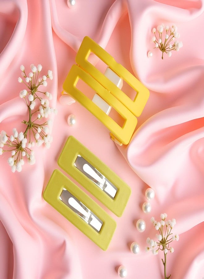 Dwuww 2Pcs Yellow Fashion Styling Hair Clips for Women and GirlsWoman Matte Candy Color Square Buckle Bangs Hairpin Hair Clip Barrette Hair Clips - Image 5