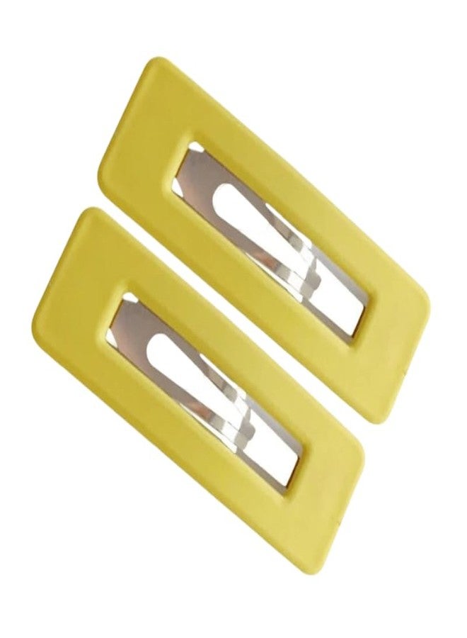 Dwuww 2Pcs Yellow Fashion Styling Hair Clips for Women and GirlsWoman Matte Candy Color Square Buckle Bangs Hairpin Hair Clip Barrette Hair Clips - Image 1