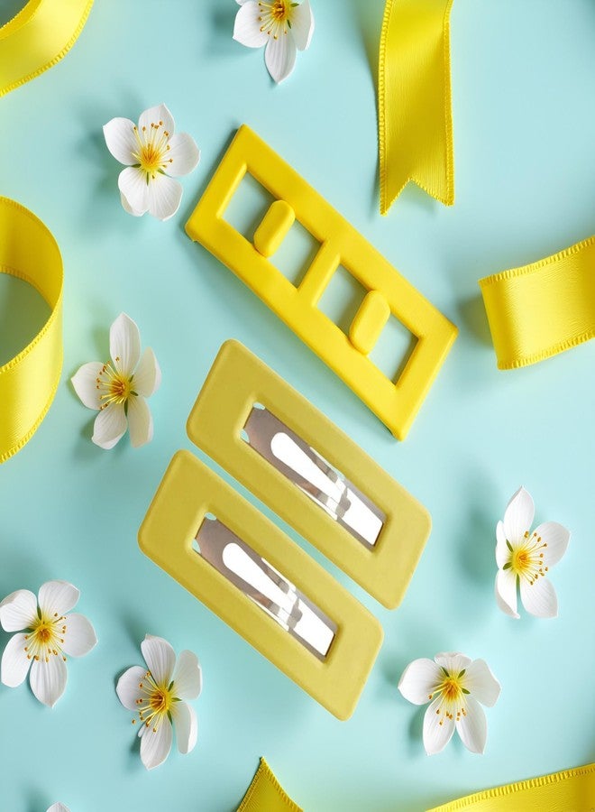 Dwuww 2Pcs Yellow Fashion Styling Hair Clips for Women and GirlsWoman Matte Candy Color Square Buckle Bangs Hairpin Hair Clip Barrette Hair Clips - Image 2