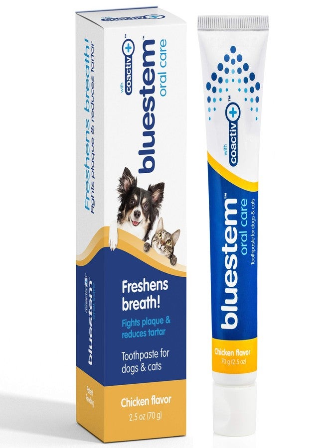 Bluestem Dog Toothpaste : Chicken Flavor Tooth Paste for Dogs & Cats. Teeth Brushing Cleaner Pet Breath Freshener Oral Care Dental Cleaning Kit. Tartar & Plaque Remover Brushes - Image 1