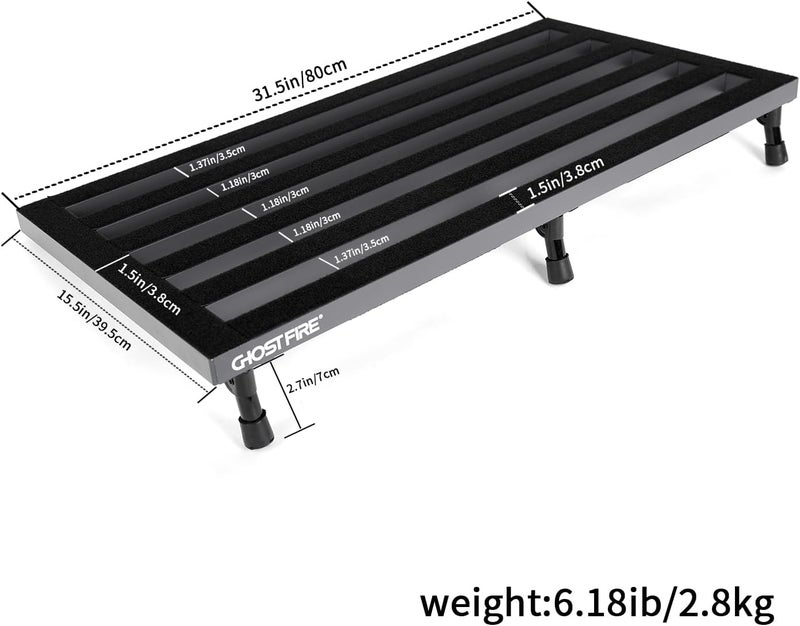 GHOSTFIRE Ghost Fire Large Guitar Pedal Board Aluminum Alloy Super light Effect Pedalboard with Carry Bag (31.5''x15.5'' SPL-08) - Image 2