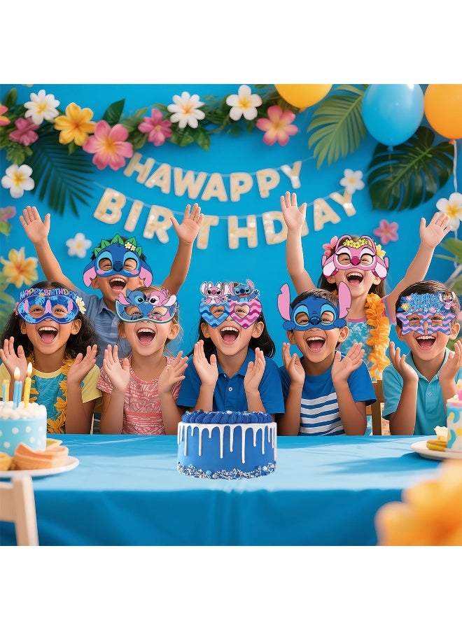 JAYATO 12pcs Lilo & Stitch themed party decoration items, children's Birthday Paper Mask Set - Image 4