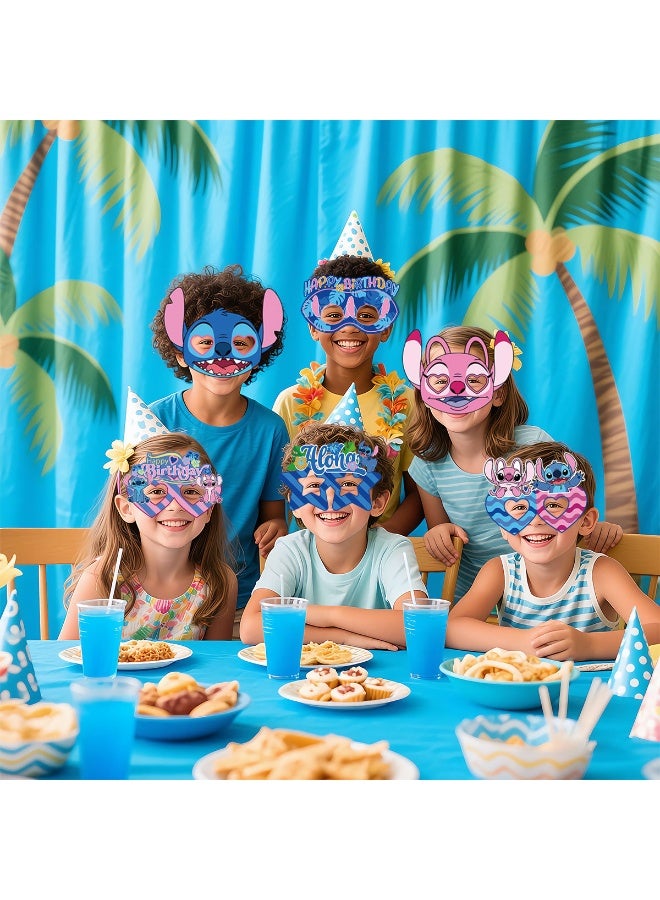 JAYATO 12pcs Lilo & Stitch themed party decoration items, children's Birthday Paper Mask Set - Image 3