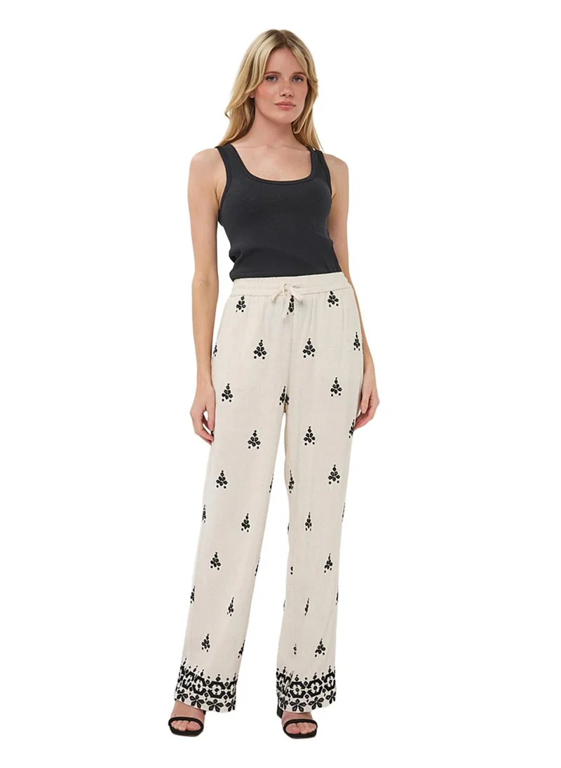 Esqualo Brown Esqualo Trousers Embroidery Natural for Women | Best Price UAE