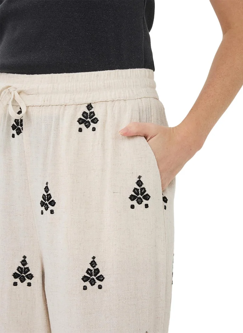 Esqualo Brown Esqualo Trousers Embroidery Natural for Women | Best Price UAE