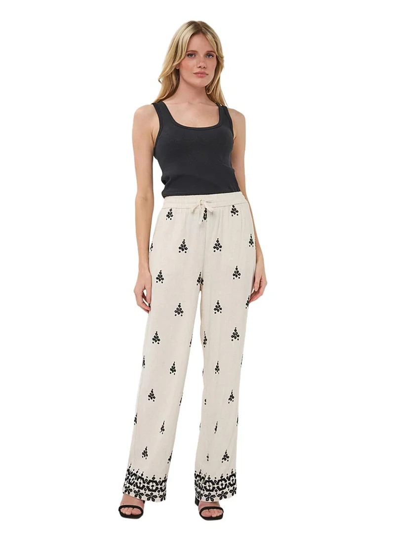 Esqualo Brown Esqualo Trousers Embroidery Natural for Women | Best Price UAE