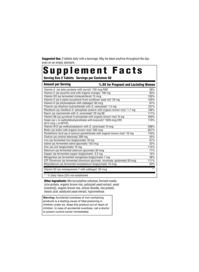 Innate Response Formulas Baby & Me Multivitamin - Prenatal And Postnatal Vitamin With Folate, Choline, And Vitamins B12 And D3 - Vegetarian, Non-Gmo, And Gluten-Free - 120 Tablets (60 Servings)  - Image 2