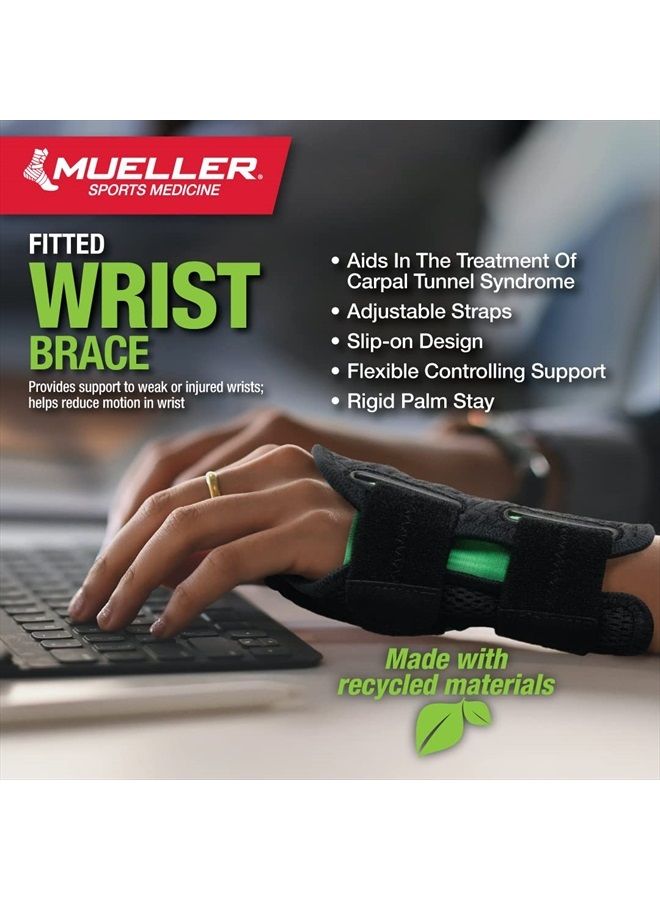 Mueller Sports Medicine Green Fitted Wrist Brace for Men and Women, Support and Compression for Carpal Tunnel Syndrome, Tendinitis, and Arthritis, Left Hand, Black, Large/X-Large - Image 4