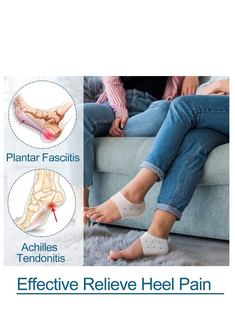 KHAJUL 4 Pair Plantar Fasciitis Inserts Pads, Silicone Heel Protectors to Repair Dry Cracked Heel and Reduce Pains of Plantar Fasciitis  - Image 4