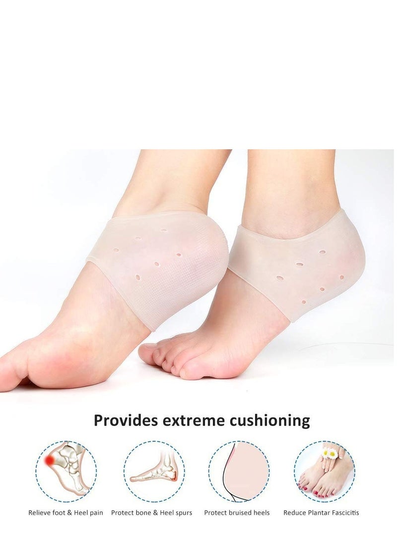 KHAJUL - 4 Pair Plantar Fasciitis Inserts Pads, Silicone Heel Protectors to Repair Dry Cracked Heel and Reduce Pains of Plantar Fasciitis - Image 1