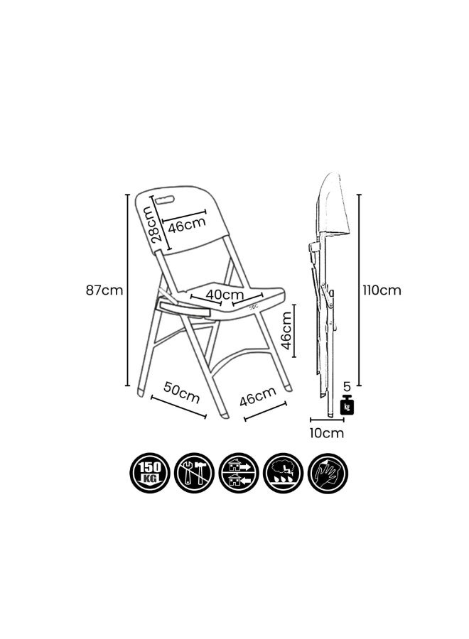 صن بوت كوميرس عبوة من قطعتين من الكراسي القابلة للطي المحمولة - اللون الأبيض - Image 4