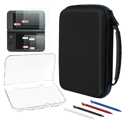 BSUZUN 4in1 Accessories Kit for Nintendo New 3DS XLLL Full Protection Bundle Includes Carrying Case Clear Hard Shell 4 Stylus Pens 2 Sets of Screen Protectors Compatible with New 3DS XLLL Console - Image 1