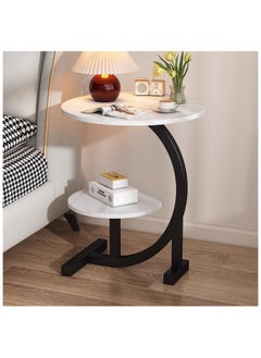 Organized Home Shape Irregular Coffee Table For Living Room Living Room Table With 2-Tier Storage Shelf Modern Accent Center Table Sofa Side Table For Living Room  - Image 1