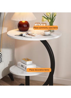 Organized Home Shape Irregular Coffee Table For Living Room Living Room Table With 2-Tier Storage Shelf Modern Accent Center Table Sofa Side Table For Living Room  - Image 2