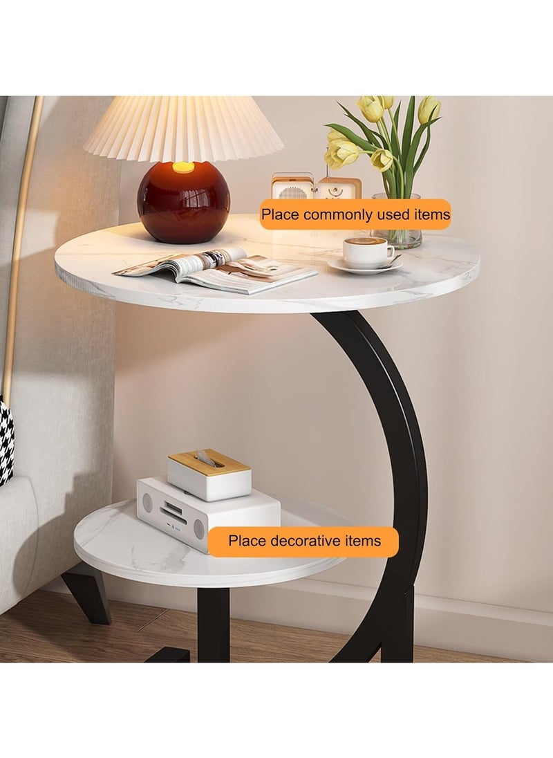 Shape Irregular Coffee Table For Living Room Living Room Table With 2-Tier Storage Shelf Modern Accent Center Table Sofa Side Table For Living Room