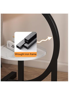 Organized Home Shape Irregular Coffee Table For Living Room Living Room Table With 2-Tier Storage Shelf Modern Accent Center Table Sofa Side Table For Living Room  - Image 4