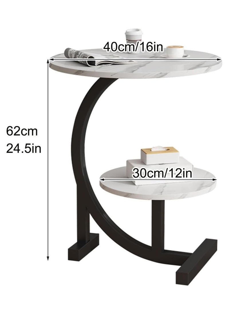 Shape Irregular Coffee Table For Living Room Living Room Table With 2-Tier Storage Shelf Modern Accent Center Table Sofa Side Table For Living Room