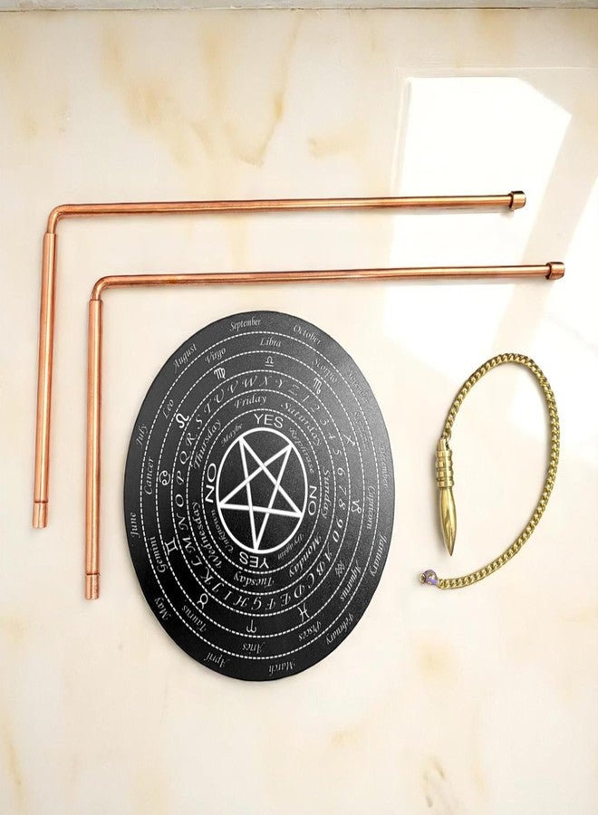 BRONGS Copper Dowsing Rods Pair for Vastu |Diameter-5 MM | Set of Board & Brass Pendulum| Aura Energy Checker | Feng Shui | Reiki | Divining Rod | L-Rod |Pendulum Assorted - Image 3