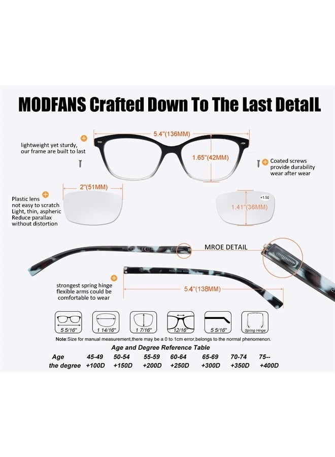 MODFANS Women Reading Glasses 1.75 4 Pair Stylish Ladies Readers with Comfort Spring Hinge Pattern Design Pouch Included - Image 3