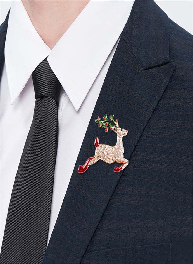 RLHRNDE Christmas Rhinestone Crystal Brooch Pin for Women Man Elegant Xmas Hat Bell Snowmen Cat Garland Glove Reindeer Angel Boots Pins Fashion Sparkling Clothing Matching Christmas Jewelry Gift (Reindeer) - Image 2