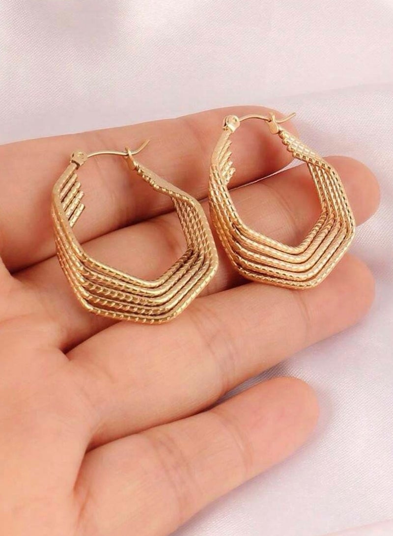 إيكوال حلق اذن نسائي أنيق مصنوع من الاستانلس ستيل ومطلي باللون الذهبي عيار 18 - Image 2