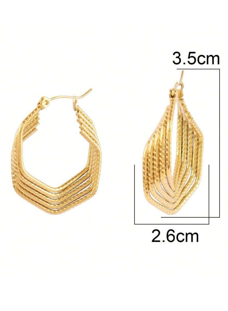 إيكوال حلق اذن نسائي أنيق مصنوع من الاستانلس ستيل ومطلي باللون الذهبي عيار 18 - Image 4