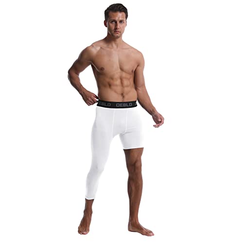 OEBLD Single Leg 3/4 Compression Tights, Unisex Sports Compression Pants, One Leg Basketball Leg Sleeves Athletic Workout Leggings Tights, Light and Strenchable - Image 2