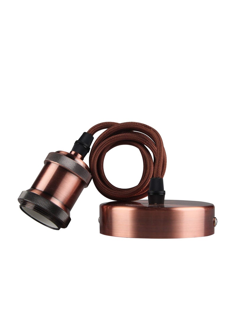 Ceiling Pendant & Lamp Holder, Metal Pendant Light Fitting, E27 Lamp Holder, Adjustable Cable Length, Fitting Set with Braided Fabric Cable (Red/Bronze) - Image 1